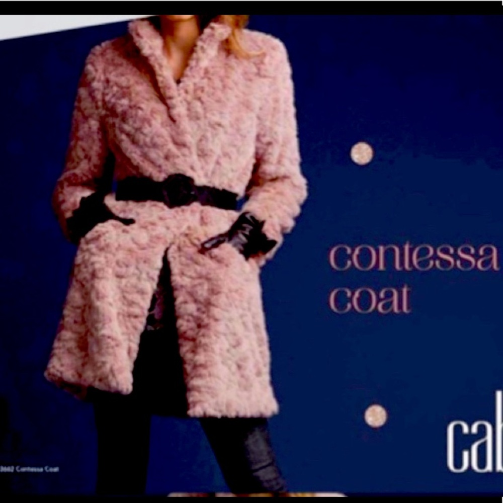 New Contessa Cabi Faux Fur Coat Jacket Gem